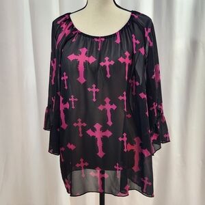 Cowgirl Hardware Cross Sheer Blouse